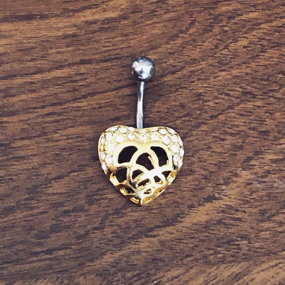 3D Heart Belly Button Ring - Picture 1 of 3